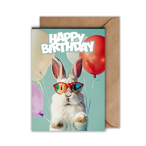 Lustige Geburtstagskarte mit Hase & Sonnenbrille – „Happy Birthday“ Klappkarte mit Ballons – DIN A6 Grußkarte mit Umschlag – witzige Tierkarte für Kinder & Erwachsene Lustige Geburtstagskarte mit Hase & Sonnenbrille – „Happy Birthday“ Klappkarte mit Ballons – DIN A6 Grußkarte mit Umschlag – witzige Tierkarte für Kinder & Erwachsene von WBdesignz