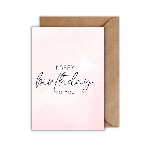 Minimalistische Geburtstagskarte – Happy Birthday to You – edles, schlichtes Design in Rosa – inkl. Umschlag – hochwertige Klappkarte zum Geburtstag für Männer, Frauen, Freundinnen & Freunde von WBdesignz