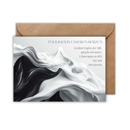 Trauerkarte mit Umschlag - Beileidskarte als Klappkarte Für immer im Herzen Kondolenzkarte Beerdigung (125 x 125 mm) von WBdesignz