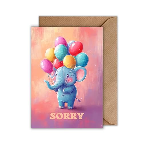WBdesignz Entschuldigung Karte mit Umschlag - Sorry-Karte Wiedergutmachung Versöhnungskarte Reuekarte Elefant mit Luftbalons Tiere Acrylfarben (DIN A6) WBdesignz Entschuldigung Karte mit Umschlag - Sorry-Karte Wiedergutmachung Versöhnungskarte Reuekarte Elefant mit Luftbalons Tiere Acrylfarben (DIN A6) von WBdesignz