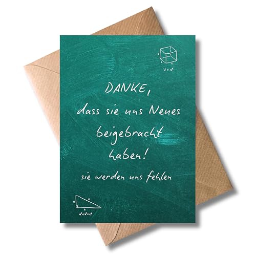 WBdesignz – Dankeskarte „Danke, dass Sie uns Neues beigebracht haben“ mit Umschlag – Lehrer:innenkarte zum Abschied oder Schuljahresende (DIN A6) von WBdesignz