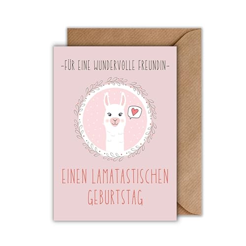 WBdesignz Geburtstag Karte mit Umschlag - Geburtstagskarte “Einen Lamatastischen Geburtstag” Freundschaft bff Freundschaftsgeschenk Wertschätzung Geschenkkarte für Freundin Frauen (DIN A6) von WBdesignz