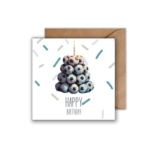 WBdesignz Geburtstagskarte Fußball für Kinder – Lustige Grußkarte mit Fußball-Torte & Kerze – Quadratisch, 300g/m² Premium – Für Jungen & Mädchen – Happy Birthday Karte inkl. Umschlag WBdesignz Geburtstagskarte Fußball für Kinder – Lustige Grußkarte mit Fußball-Torte & Kerze – Quadratisch, 300g/m² Premium – Für Jungen & Mädchen – Happy Birthday Karte inkl. Umschlag von WBdesignz