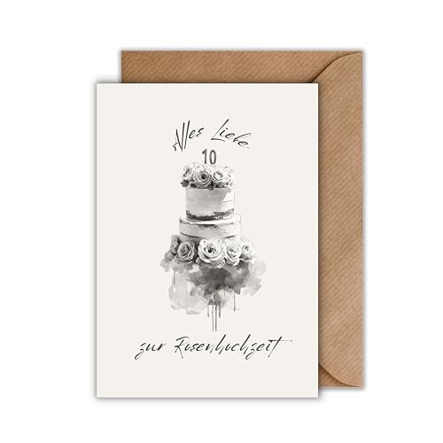 Rosenhochzeit Karte – „Alles Liebe zur Rosenhochzeit“ – 10 Jahre Ehe – Klappkarte DIN A6 mit Umschlag – elegante Jubiläumskarte für Paare, Ehepartner oder Freunde Rosenhochzeit Karte – „Alles Liebe zur Rosenhochzeit“ – 10 Jahre Ehe – Klappkarte DIN A6 mit Umschlag – elegante Jubiläumskarte für Paare, Ehepartner oder Freunde von WBdesignz