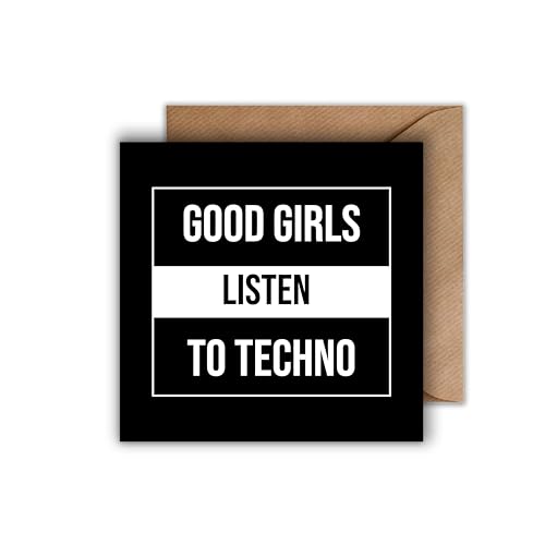 WBdesignz Techno Geburtstag Karte mit Umschlag - Einladung Rave Karte Good Girls Listen To Techno Techno Geschenkkarte zum Geburtstag (125 x 125 mm) WBdesignz Techno Geburtstag Karte mit Umschlag - Einladung Rave Karte Good Girls Listen To Techno Techno Geschenkkarte zum Geburtstag (125 x 125 mm) von WBdesignz
