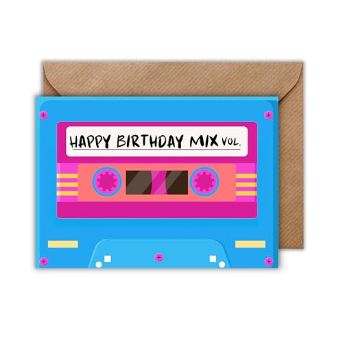 Gruß Karte mit Umschlag - Geburtstagskarte 80er 90 er Blaue Happy Birthday Mix Vol Tape Party Einladungskarte Vintage Retro Style Kasette Geschenkkarte Audiophil Nostalgie Musik Kindheit (DIN A6) Gruß Karte mit Umschlag - Geburtstagskarte 80er 90 er Blaue Happy Birthday Mix Vol Tape Party Einladungskarte Vintage Retro Style Kasette Geschenkkarte Audiophil Nostalgie Musik Kindheit (DIN A6) von WBdesignz