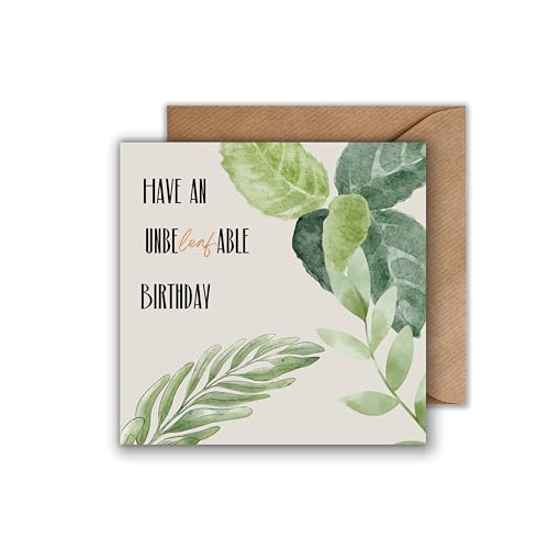 Lustige Geburtstagskarte mit Wortspiel – „Have an Unbeleafable Birthday“ – Moderne Grußkarte mit Pflanzenmotiv & Umschlag – Witzige Karte für Freunde, Familie, Kolleginnen & Männer (DIN A6) Lustige Geburtstagskarte mit Wortspiel – „Have an Unbeleafable Birthday“ – Moderne Grußkarte mit Pflanzenmotiv & Umschlag – Witzige Karte für Freunde, Familie, Kolleginnen & Männer (DIN A6) von WBdesignz