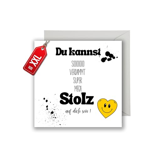 WBdesignz Motivation Karte mit Umschlag - Inspirationskarte “Du kannst stolz auf dich sein” Positive Gedanken Karten Motivation Aufmunterung (XXL 22 x 22 m) von WBdesignz