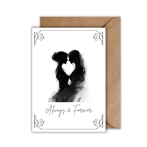 WBdesignz Queer Hochzeit karte mit Umschlag - Geschenkkarte zur Hochzeitsfeier Always & Forever Glückwunschkarte zur Trauung für Frauen Brautpaar Liebe Verlobung (DIN A6) von WBdesignz