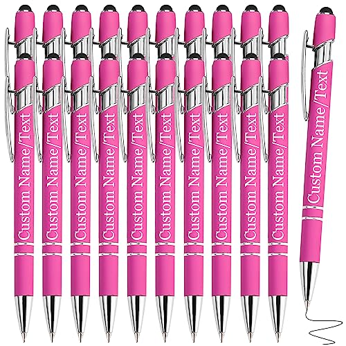 WBgjsnklbnl Personalisierte Stifte mit Namen, 20 Stück, individuelle Gravur, schwarze Tinte, Kugelschreiber mit Stylus-Spitzen für Männer, Business, Erwachsene, Frauen, Lehrer, Krankenschwestern, von WBgjsnklbnl