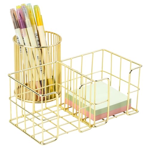 WCHOSOZH 3-teiliges Büro-Schreibtisch-Zubehör-Set (2 x Notizhalter + 1 x Stifthalter), Eisen-Organizer für Büroklammern, Haftnotizen, Marker, Bleistifte, Make-up-Pinsel (schwarz) von WCHOSOZH
