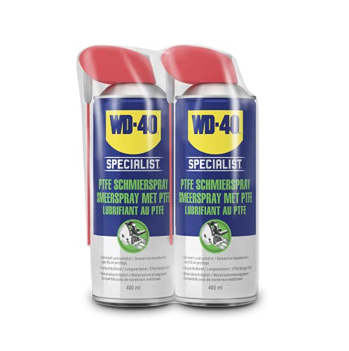 WD-40 Specialist PTFE Schmierspray Smart Straw | 2×400ml | Reduziert Reibung & Verschleiß | Langanhaltende Schmierung | Für Metall, Gummi, Kunststoff & Glas | Wasserabweisend | 360°-Ventil von WD-40 Specialist