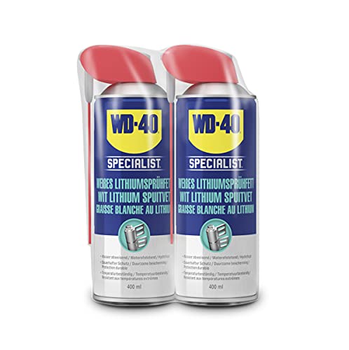 WD-40 Specialist Weißes Lithiumsprühfett Smart Straw 2x400ml | Fettspray | Lithiumfett Doppelpack von WD-40 Specialist