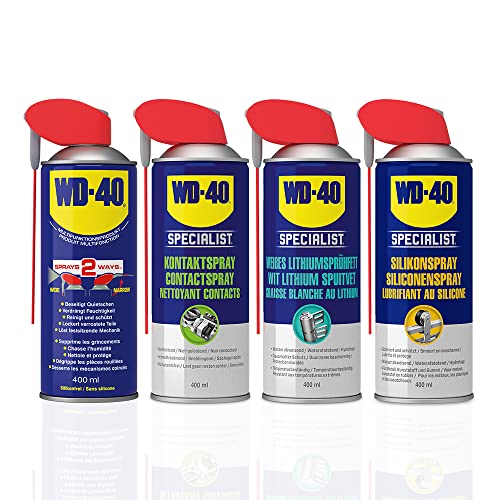 WD-40 SPECIALIST Pro SET Multifunktionsprodukt + Kontaktspray + Weißes Lithiumsprühfett + Silikonspray (400ml) von WD-40