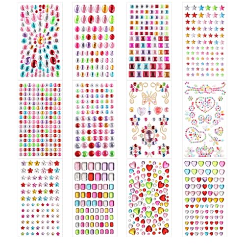 WD&CD Glitzersteine Selbstklebend 12 Blätter, Selbstklebend Strasssteine Schmucksteine, Aufkleben Glitzersteine Zum Basteln Glitzersteine Gesicht Für Bastel-DIY, Handwerke Fotorahmen Grußkarten WD&CD Glitzersteine Selbstklebend 12 Blätter, Selbstklebend Strasssteine Schmucksteine, Aufkleben Glitzersteine Zum Basteln Glitzersteine Gesicht Für Bastel-DIY, Handwerke Fotorahmen Grußkarten von WD&CD