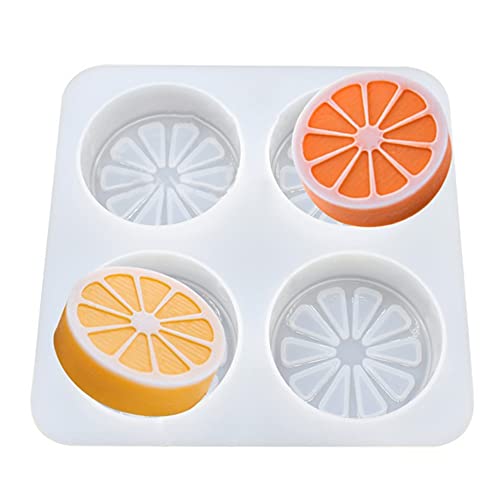 Weiße Silikonform mit 4 Mulden, Zitrone/Pflaumenblüte, Seife, Seife, Kerze, Polymerton, Formen, Herstellung von Kuchen, Schokolade, Backzubehör (Zitrone) von WDC