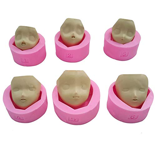 WonDerfulC Silikonform mit menschlichem Kopf, Fondant, Gesichtsformen, Modellpuppenkopf, Kuchenherstellung, Ton, Harz, Kerzen, Seife, 6 Stück WonDerfulC Silikonform mit menschlichem Kopf, Fondant, Gesichtsformen, Modellpuppenkopf, Kuchenherstellung, Ton, Harz, Kerzen, Seife, 6 Stück von WDC