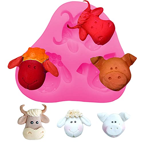 WonDerfulC DIY Backwerkzeuge Tier Kuh Schaf Schwein Kopf Silikon Form 3D Trockene Fische Fondant Kuchen Süßigkeiten Formen von WDC