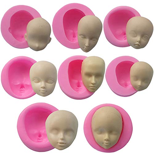WonDerfulC Silikonform mit menschlichem Kopf, Fondant, Gesichtsformen, Modellpuppenkopf, Kuchenherstellung, Ton, Harz, Kerzen, Seife, 8 Stück WonDerfulC Silikonform mit menschlichem Kopf, Fondant, Gesichtsformen, Modellpuppenkopf, Kuchenherstellung, Ton, Harz, Kerzen, Seife, 8 Stück von WDC