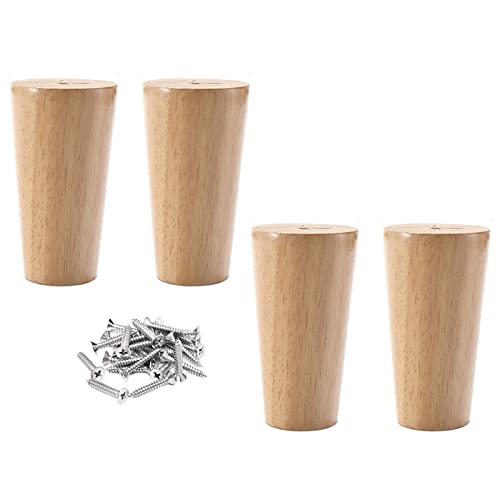 4 x Möbelfüße, Ersatzbeine aus Holz, strapazierfähig, für Sofas, rutschfeste Tische, Küchen, Arbeitszimmer, geräuscharme Kommoden, konisch, mit Zubehör, gerade 25 cm (schräg 20 cm) (gerade 25 cm) von WDCDYQDH