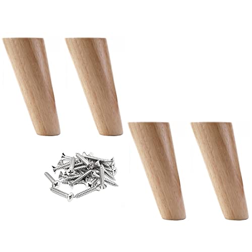4 x Möbelfüße, Ersatzbeine aus Holz, strapazierfähig, für Sofas, rutschfeste Tische, Küchen, Arbeitszimmer, leise, Kommoden, konisch, mit Zubehör, gerade 25 cm (10 Zoll) (schräg 20 cm (8 Zoll) 40 cm von WDCDYQDH
