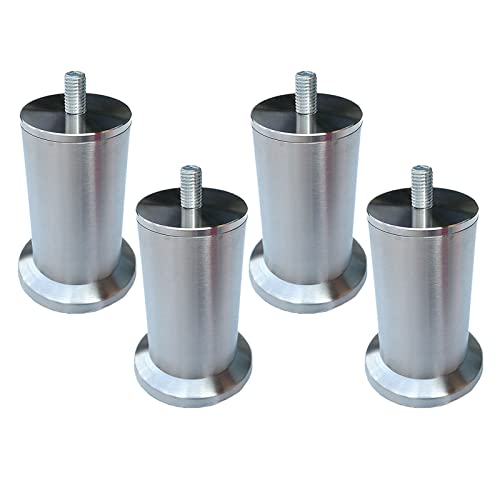 4er-Set Möbelbeine aus Edelstahl, Sofafüße aus Metall, Schrankfüße mit M8-Schrauben für Bett, Couchtisch, Fernsehschrank, Ottomane, Silber (25 cm/9,84 Zoll M8) (m8 28 cm/11,02 Zoll) 17,5 cm/6,89 Zoll von WDCDYQDH