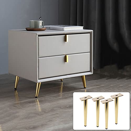 Möbelbeine, konisch, für Sofa, 4 Stück, Metallfüße, für Fernseher/Badezimmerschrank/Couchtisch, modernes Bett, schwer (Tragkraft 1000 kg), schwarz-gerade, 15 cm/6 Zoll (B+G gerade) (Gold schräg) von WDCDYQDH
