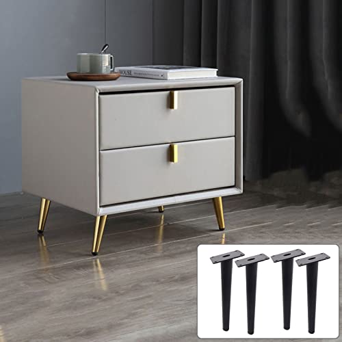 Möbelbeine, konisch, für Sofa, 4 Stück, Metallfüße, für Fernseher/Badezimmerschrank/Couchtisch, modernes Bett, schwer (Tragkraft 1000 kg), schwarz-gerade, 15 cm/6 Zoll (b+g gerade) (schwarz schräg) von WDCDYQDH