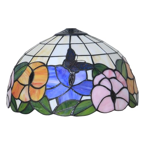 Tiffany-Lampenschirm, 30,5 cm breit, Zubehör, nur Ersatz, pastorale Blumenmuster, Buntglas-Lampenschirme, Vintage, Rot, Rosa, Blau, Orange, Blumen-Lichtabdeckung für Tischanhänger, Schmetterling Tiffany-Lampenschirm, 30,5 cm breit, Zubehör, nur Ersatz, pastorale Blumenmuster, Buntglas-Lampenschirme, Vintage, Rot, Rosa, Blau, Orange, Blumen-Lichtabdeckung für Tischanhänger, Schmetterling von WDCDYQDH
