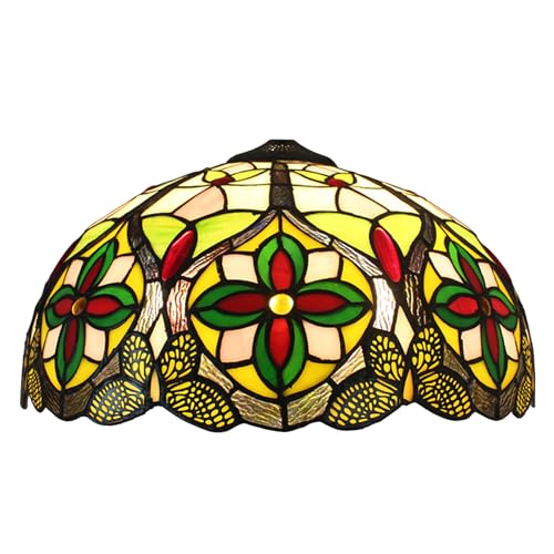 Tiffany-Lampenschirm, 40,6 cm breit, Zubehör nur Ersatz, Lampenschirme aus Buntglas im Victoria-Stil, Schmetterlings-Lampenschirme, Vintage, handgefertigt, Blumen-Lichtabdeckung für Tisch, Pendelleuc Tiffany-Lampenschirm, 40,6 cm breit, Zubehör nur Ersatz, Lampenschirme aus Buntglas im Victoria-Stil, Schmetterlings-Lampenschirme, Vintage, handgefertigt, Blumen-Lichtabdeckung für Tisch, Pendelleuc von WDCDYQDH