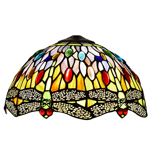Tiffany Traditioneller handgefertigter 12 Zoll breiter Libellen-Lampenschirm aus Buntglas, Ersatz für Tischlampen, Schreibtischlampe, Deckenleuchte, Pendelleuchte, Hängeleuchte, Heimbüro-Dekoration, Tiffany Traditioneller handgefertigter 12 Zoll breiter Libellen-Lampenschirm aus Buntglas, Ersatz für Tischlampen, Schreibtischlampe, Deckenleuchte, Pendelleuchte, Hängeleuchte, Heimbüro-Dekoration, von WDCDYQDH