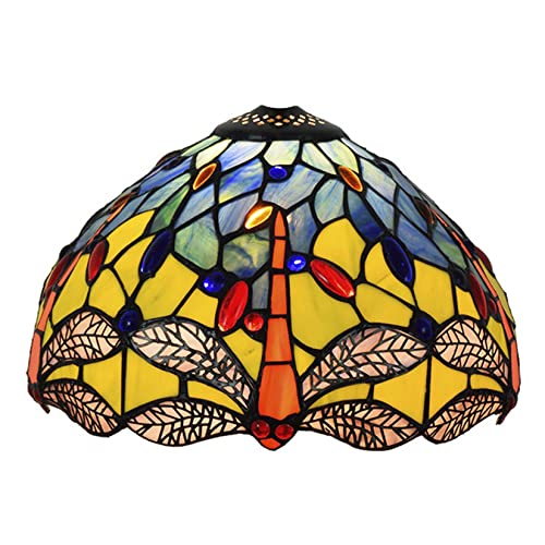 Tiffany Traditioneller handgefertigter 12 Zoll breiter Libellen-Lampenschirm aus Buntglas, Ersatz für Tischlampen, Schreibtischlampe, Deckenleuchte, Pendelleuchte, Hängeleuchte, Heimbüro-Dekoration, von WDCDYQDH