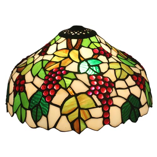 WDCDYQDH 12" Trauben-Lampenschirm, nur Ersatz, Tiffany-Buntglas-Lampenschirme, rot-grüne Perlenblätter, handgefertigte Lichtabdeckung für Tischlampen, Pendelleuchten, Deckenleuchte, Heimdekoration F WDCDYQDH 12" Trauben-Lampenschirm, nur Ersatz, Tiffany-Buntglas-Lampenschirme, rot-grüne Perlenblätter, handgefertigte Lichtabdeckung für Tischlampen, Pendelleuchten, Deckenleuchte, Heimdekoration F von WDCDYQDH