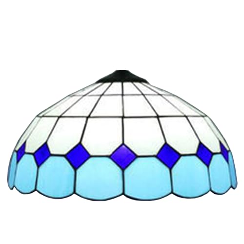 WDCDYQDH 16 Zoll Blauer Lampenschirm aus Buntglas, nur Ersatz, Tiffany-Mediterraner Bezug, Zubehör, passend für Tisch-Pendelleuchte, Deckenleuchte, A2 WDCDYQDH 16 Zoll Blauer Lampenschirm aus Buntglas, nur Ersatz, Tiffany-Mediterraner Bezug, Zubehör, passend für Tisch-Pendelleuchte, Deckenleuchte, A2 von WDCDYQDH