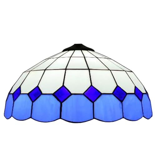 WDCDYQDH 16 Zoll Blauer Lampenschirm aus Buntglas, nur Ersatz, Tiffany-Mediterraner Bezug, Zubehör, passend für Tisch-Pendelleuchte, Deckenleuchte, A3 von WDCDYQDH