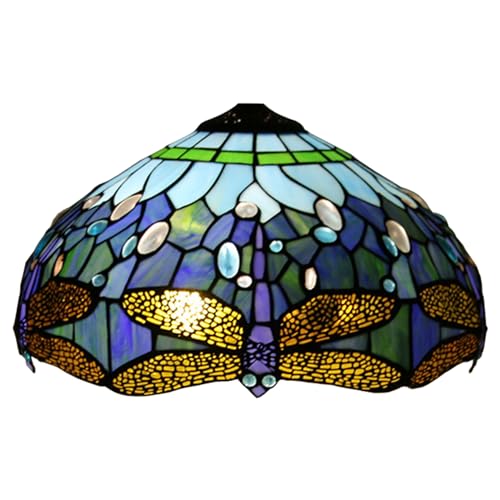 WDCDYQDH 16 Zoll Libellen-Lampenschirm, nur Ersatz, Tiffany-Buntglas, Kamin, Vintage, handgefertigt, Lichtabdeckung, Zubehör für Tisch, Pendelleuchte, Boden, Deckenleuchte, Blau WDCDYQDH 16 Zoll Libellen-Lampenschirm, nur Ersatz, Tiffany-Buntglas, Kamin, Vintage, handgefertigt, Lichtabdeckung, Zubehör für Tisch, Pendelleuchte, Boden, Deckenleuchte, Blau von WDCDYQDH