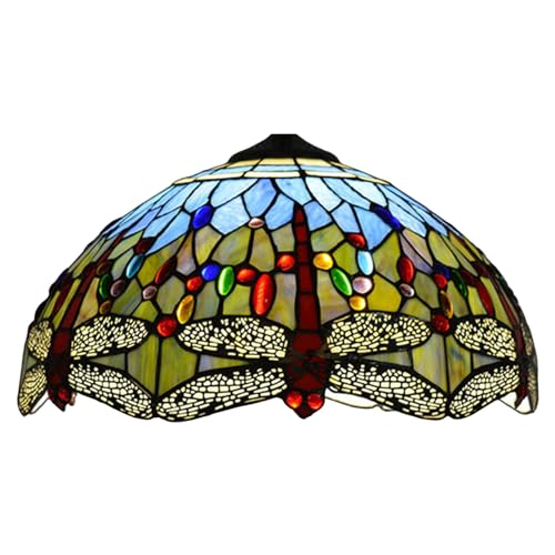 WDCDYQDH 16 Zoll Libellen-Lampenschirm, nur Ersatz, Tiffany-Buntglas, Kamin, Vintage, handgefertigt, Lichtabdeckung, Zubehör für Tisch, Pendelleuchte, Boden, Deckenleuchte, Blau WDCDYQDH 16 Zoll Libellen-Lampenschirm, nur Ersatz, Tiffany-Buntglas, Kamin, Vintage, handgefertigt, Lichtabdeckung, Zubehör für Tisch, Pendelleuchte, Boden, Deckenleuchte, Blau von WDCDYQDH