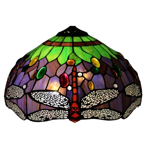 WDCDYQDH 16 Zoll Libellen-Lampenschirm, nur Ersatz, Tiffany-Buntglaskamin, Vintage, handgefertigt, Lichtabdeckung, Zubehör für Tisch-, Pendel-, Boden- und Deckenleuchte, Grün WDCDYQDH 16 Zoll Libellen-Lampenschirm, nur Ersatz, Tiffany-Buntglaskamin, Vintage, handgefertigt, Lichtabdeckung, Zubehör für Tisch-, Pendel-, Boden- und Deckenleuchte, Grün von WDCDYQDH