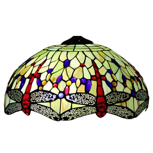 WDCDYQDH 16 Zoll Libellen-Lampenschirm, nur Ersatz, Tiffany-Buntglaskamin, Vintage, handgefertigt, Lichtabdeckung, Zubehör für Tisch-, Pendel-, Boden- und Deckenleuchte, Grün WDCDYQDH 16 Zoll Libellen-Lampenschirm, nur Ersatz, Tiffany-Buntglaskamin, Vintage, handgefertigt, Lichtabdeckung, Zubehör für Tisch-, Pendel-, Boden- und Deckenleuchte, Grün von WDCDYQDH
