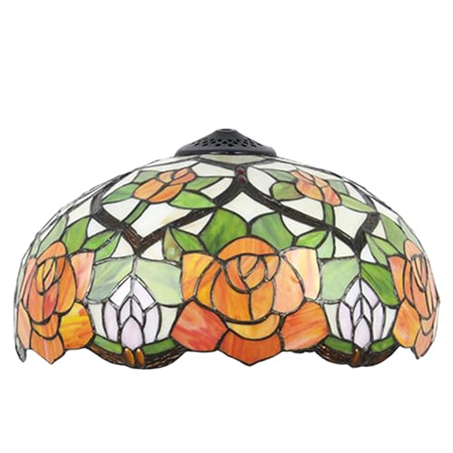 WDCDYQDH 16 Zoll Orange Rose Lampenschirm Ersatz Nur Tiffany Buntglas Schornstein Vintage Handgefertigte Lichtabdeckung Für Tischpendel Bodendeckenleuchte WDCDYQDH 16 Zoll Orange Rose Lampenschirm Ersatz Nur Tiffany Buntglas Schornstein Vintage Handgefertigte Lichtabdeckung Für Tischpendel Bodendeckenleuchte von WDCDYQDH