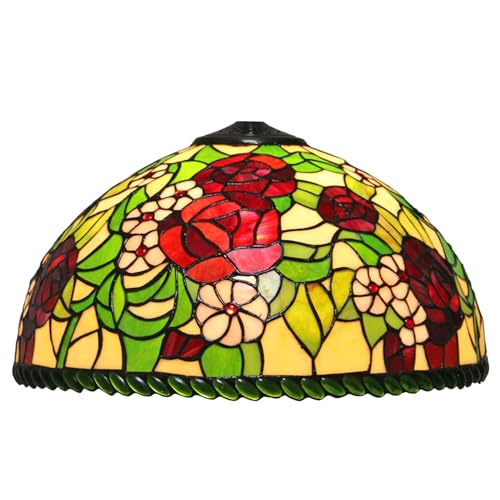 WDCDYQDH 16 Zoll Roter Rosen Lampenschirm Ersatz Nur Tiffany Buntglas Kamin Vintage Handgefertigte Lichtabdeckung Zubehör Für Tischpendel Bodendeckenleuchte WDCDYQDH 16 Zoll Roter Rosen Lampenschirm Ersatz Nur Tiffany Buntglas Kamin Vintage Handgefertigte Lichtabdeckung Zubehör Für Tischpendel Bodendeckenleuchte von WDCDYQDH
