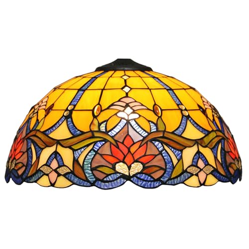 WDCDYQDH 16 Zoll gelber Barock-Lampenschirm, nur Ersatz, Tiffany-Buntglas, Kamin, Vintage, handgefertigt, Lichtabdeckung, Zubehör für Tisch-, Pendel-, Boden- und Deckenleuchte WDCDYQDH 16 Zoll gelber Barock-Lampenschirm, nur Ersatz, Tiffany-Buntglas, Kamin, Vintage, handgefertigt, Lichtabdeckung, Zubehör für Tisch-, Pendel-, Boden- und Deckenleuchte von WDCDYQDH