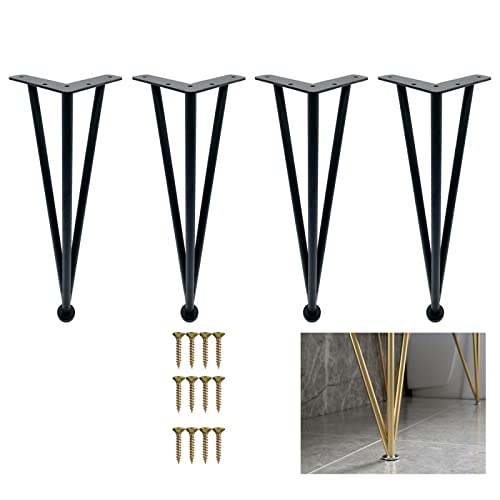 WDCDYQDH 4 Stück Möbelbeine, Tisch- und Schrankfüße für Heimwerker, austauschbare dreieckige Küchenstütze, 12/15/20/25/30/35 cm, Gold-35 cm/14 Zoll (schwarz 35 cm/14 Zoll) von WDCDYQDH