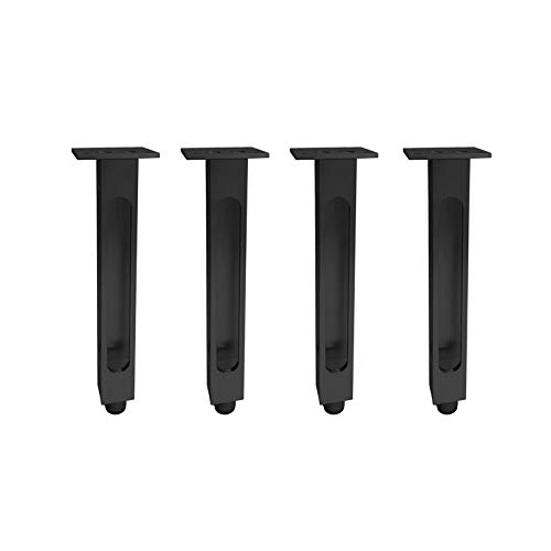 WDCDYQDH 4 Stück quadratische Möbelbeine aus Aluminium mit Schraube und Schutzfüßen (Gold 25 cm/10 Zoll) (Schwarz 20 cm/8 Zoll) von WDCDYQDH