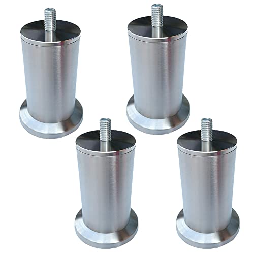 WDCDYQDH 4-teilige Möbelbeine, Metall-Sofa-Stützfüße, Edelstahl, Silber, mit M8-Schraube, runder Schrank (11,02 Zoll/28 cm) (eine Farbe: 6,88 Zoll/17,5 cm) von WDCDYQDH