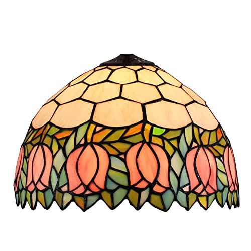 WDCDYQDH Lampenschirm aus Tiffany-Buntglas, Tulpen-, Rosen-, Trauben-, Barock-, Sonnenblume-, Lilien-, Ersatz für Tisch-, Decken-, Pendelleuchte, bunter Lampenschirm, nur B12 x H7, Rosa WDCDYQDH Lampenschirm aus Tiffany-Buntglas, Tulpen-, Rosen-, Trauben-, Barock-, Sonnenblume-, Lilien-, Ersatz für Tisch-, Decken-, Pendelleuchte, bunter Lampenschirm, nur B12 x H7, Rosa von WDCDYQDH