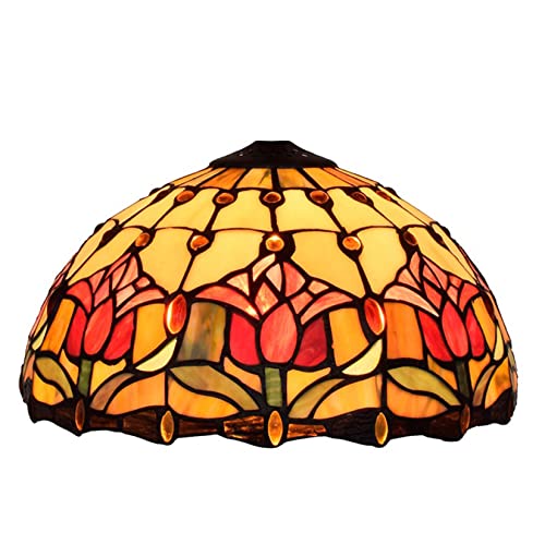 WDCDYQDH Lampenschirm aus Tiffany-Buntglas, Tulpen-, Rosen-, Trauben-, Barock-, Sonnenblume-, Lilien-, Ersatz für Tisch-, Decken-, Pendelleuchte, bunter Lampenschirm, nur B12 x H7, Rot WDCDYQDH Lampenschirm aus Tiffany-Buntglas, Tulpen-, Rosen-, Trauben-, Barock-, Sonnenblume-, Lilien-, Ersatz für Tisch-, Decken-, Pendelleuchte, bunter Lampenschirm, nur B12 x H7, Rot von WDCDYQDH