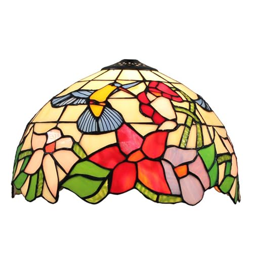 WDCDYQDH Lampenschirm aus Tiffanyglas, Tulpe, Rose, Traube, Barock, Sonnenblume, Lilie, Ersatz für Tisch-, Decken- und Pendelleuchte, bunt, nur Lampenschirm, B12 x H7, Vogel WDCDYQDH Lampenschirm aus Tiffanyglas, Tulpe, Rose, Traube, Barock, Sonnenblume, Lilie, Ersatz für Tisch-, Decken- und Pendelleuchte, bunt, nur Lampenschirm, B12 x H7, Vogel von WDCDYQDH