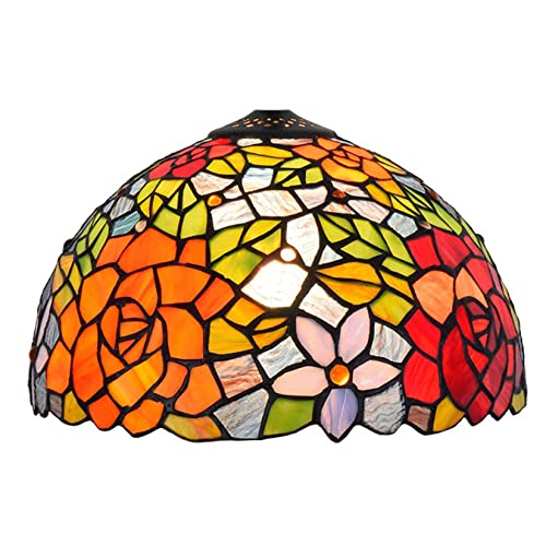 WDCDYQDH Lampenschirm aus Tiffanyglas, Tulpen-, Rosen-, Trauben-, Barock-, Sonnenblume-, Lilien-, Tiffany-Glasmalerei, Ersatz für Tisch-, Decken-, Pendelleuchte, nur bunter Lampenschirm, B 12 x H 7 WDCDYQDH Lampenschirm aus Tiffanyglas, Tulpen-, Rosen-, Trauben-, Barock-, Sonnenblume-, Lilien-, Tiffany-Glasmalerei, Ersatz für Tisch-, Decken-, Pendelleuchte, nur bunter Lampenschirm, B 12 x H 7 von WDCDYQDH