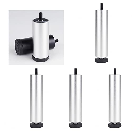 WDCDYQDH Möbelbeine, 4 Stück, runde Ersatzfüße, Metallstützdesign, Aluminium, für Sofa und Tisch, höhenverstellbar, Gold-6 cm/2,5 Zoll (Gold 20 cm/8 Zoll) (Silber von WDCDYQDH